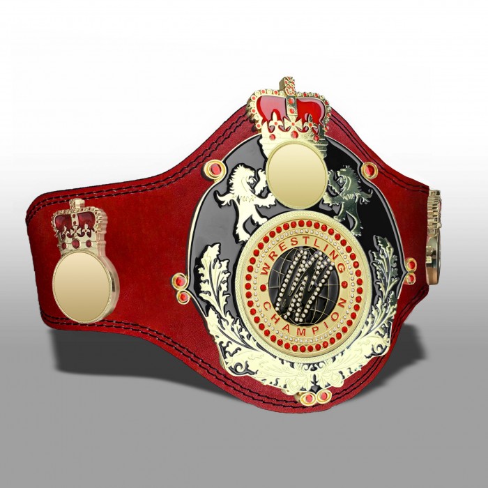 QUEENSBURY PLT LEATHER WRESTLING CHAMPIONSHIP BELT  - PLTQUEEN/B/G/WRESTGEM - AVAILABLE IN 4 COLOURS